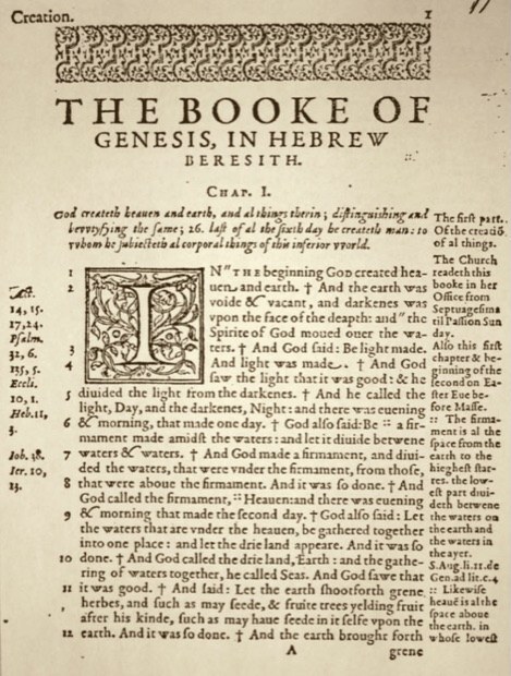 First page of Genesis from the 1609–1610 Douay Old Testament facsimile