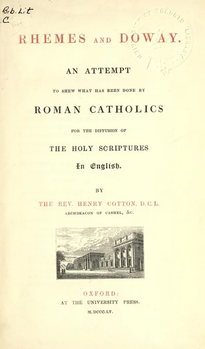 Title page of Henry Cotton's Rhemes and Doway (Oxford University Press, 1855)